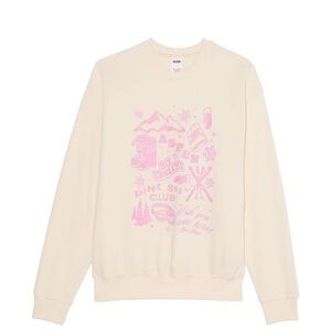 PINK Victoria's Secret Cream Aspen Ski Resort Lodge Fleece vacation Sweatshirt